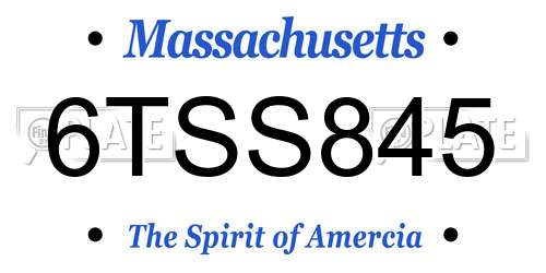 6TSS845 Massachusetts License Plate