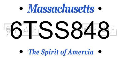 6TSS848 Massachusetts License Plate