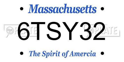 6TSY32 Massachusetts License Plate