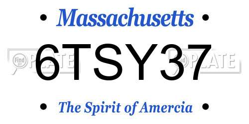 6TSY37 Massachusetts License Plate
