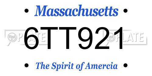 6TT921 Massachusetts License Plate