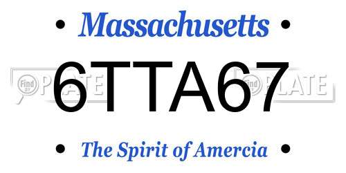 6TTA67 Massachusetts License Plate