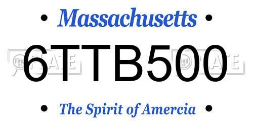 6TTB500 Massachusetts License Plate