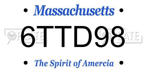 6TTD98 Massachusetts License Plate