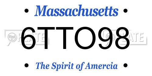 6TTO98 Massachusetts License Plate