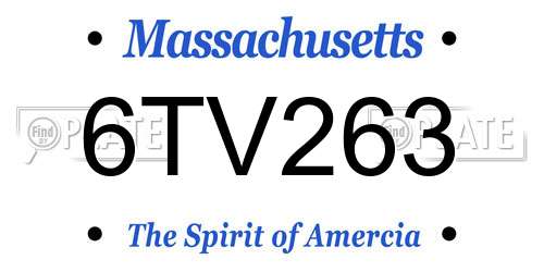 6TV263 Massachusetts License Plate