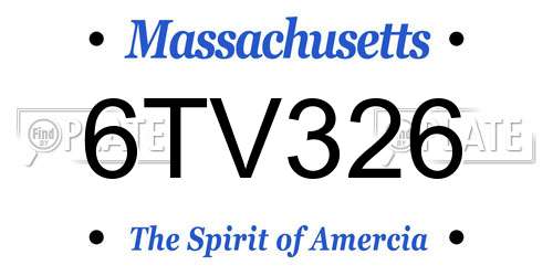 6TV326 Massachusetts License Plate