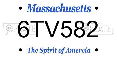 6TV582 Massachusetts License Plate