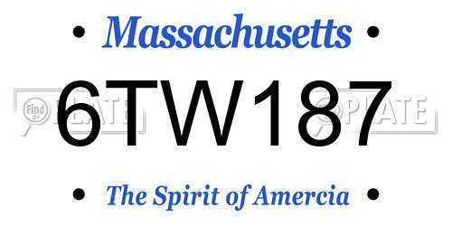 6TW187 Massachusetts License Plate