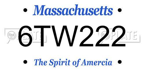 6TW222 Massachusetts License Plate