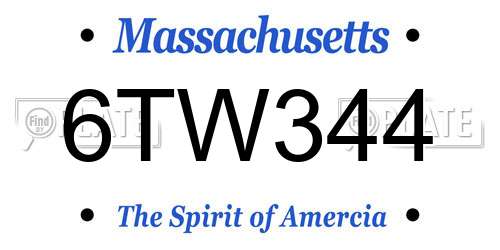 6TW344 Massachusetts License Plate
