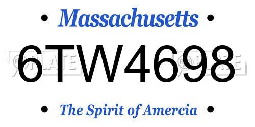 6TW4698 Massachusetts License Plate