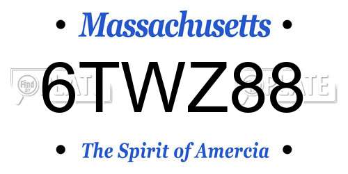 6TWZ88 Massachusetts License Plate
