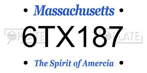 6TX187 Massachusetts License Plate