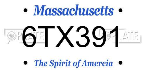 6TX391 Massachusetts License Plate