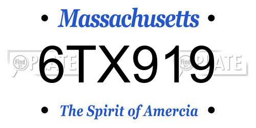 6TX919 Massachusetts License Plate