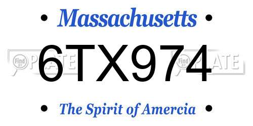 6TX974 Massachusetts License Plate