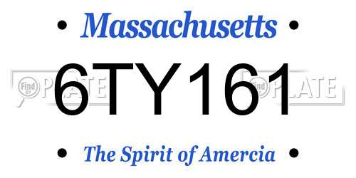 6TY161 Massachusetts License Plate