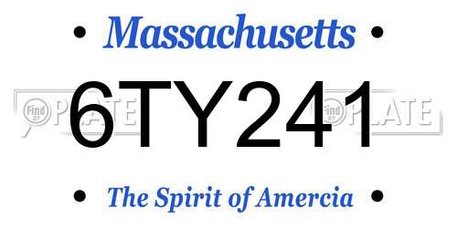 6TY241 Massachusetts License Plate