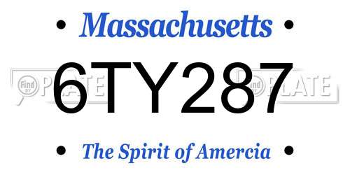 6TY287 Massachusetts License Plate