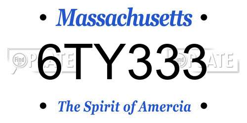 6TY333 Massachusetts License Plate
