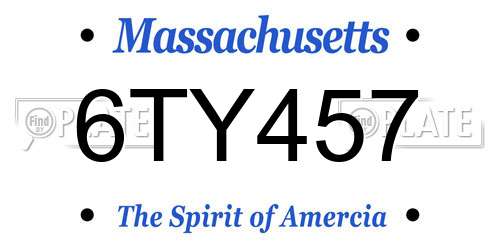 6TY457 Massachusetts License Plate