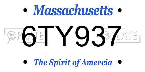 6TY937 Massachusetts License Plate