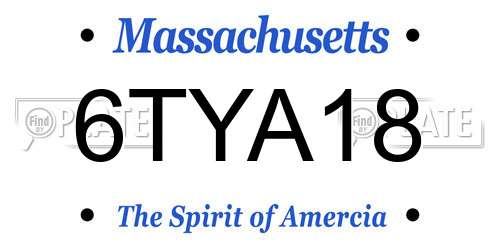 6TYA18 Massachusetts License Plate