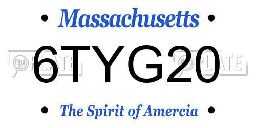 6TYG20 Massachusetts License Plate