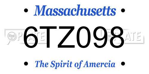 6TZ098 Massachusetts License Plate