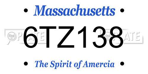 6TZ138 Massachusetts License Plate