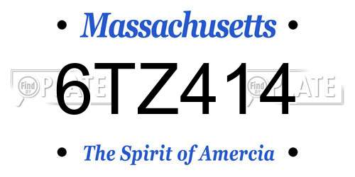 6TZ414 Massachusetts License Plate