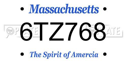 6TZ768 Massachusetts License Plate