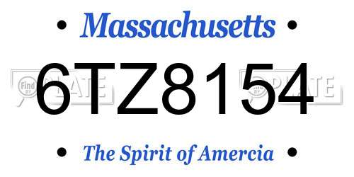 6TZ8154 Massachusetts License Plate