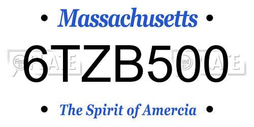 6TZB500 Massachusetts License Plate