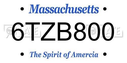 6TZB800 Massachusetts License Plate