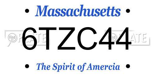 6TZC44 Massachusetts License Plate