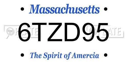 6TZD95 Massachusetts License Plate