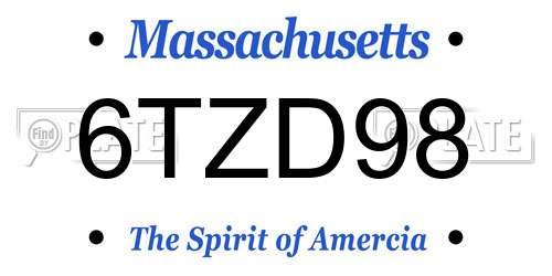 6TZD98 Massachusetts License Plate
