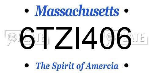 6TZI406 Massachusetts License Plate