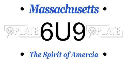 6U9 Massachusetts License Plate