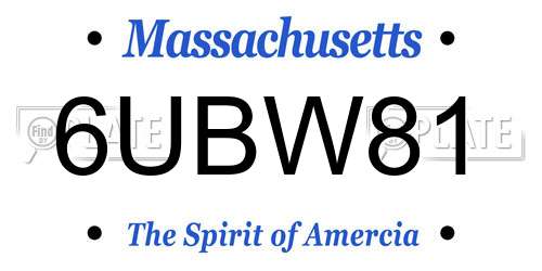 6UBW81 Massachusetts License Plate