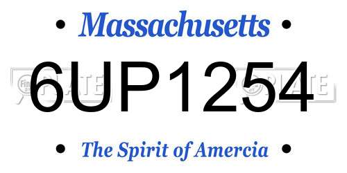 6UP1254 Massachusetts License Plate