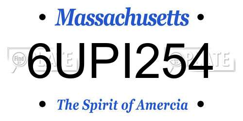 6UPI254 Massachusetts License Plate