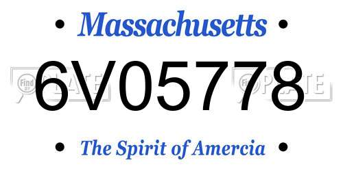 6V05778 Massachusetts License Plate