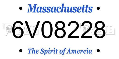 6V08228 Massachusetts License Plate