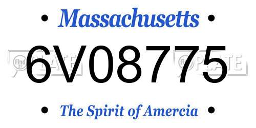 6V08775 Massachusetts License Plate
