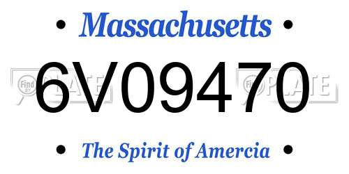 6V09470 Massachusetts License Plate