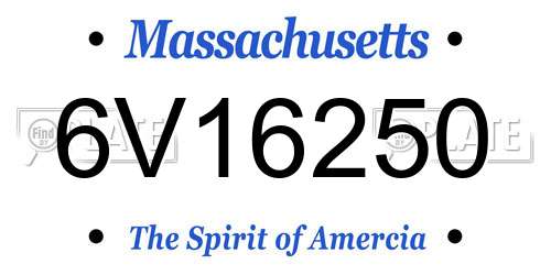 6V16250 Massachusetts License Plate