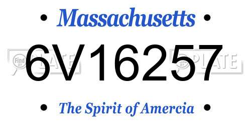 6V16257 Massachusetts License Plate